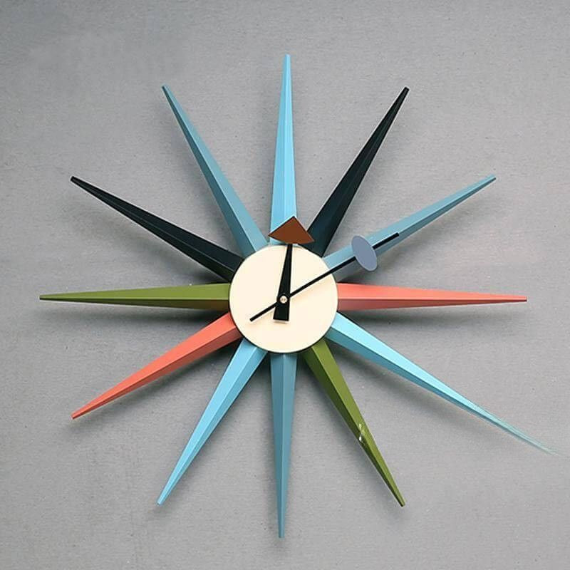OrbitClock – Retro Mid Century Modern Starburst Vægur