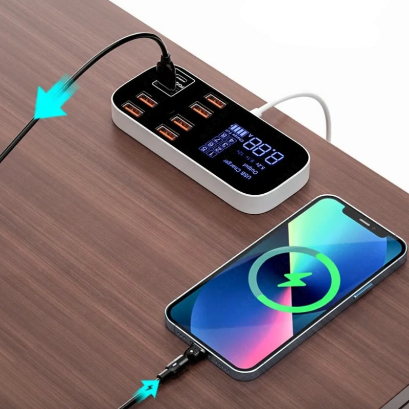 PlugTray – Kompakt multi USB opladerhub med 6 porte og hurtigopladningsfunktion