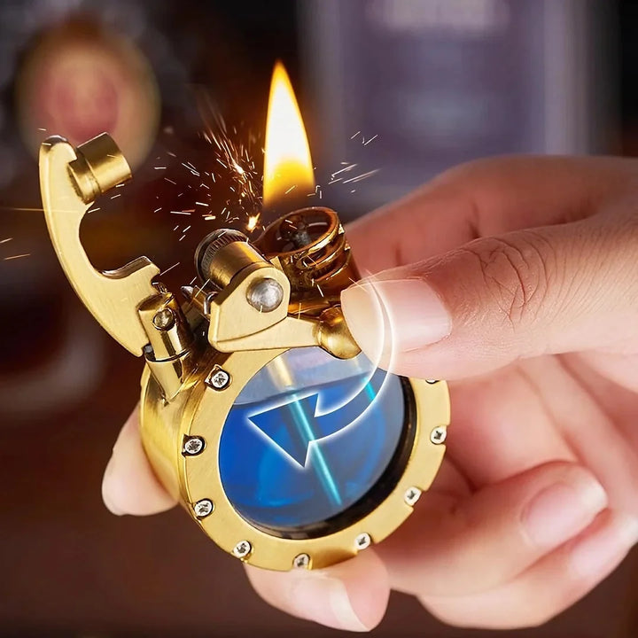 ClearIgnite – Transparent flintlighter med trykknap og synlig tankdesign