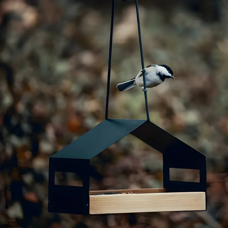 BirdHaven – Stilfuldt hængende fuglehus med indbygget foderautomat