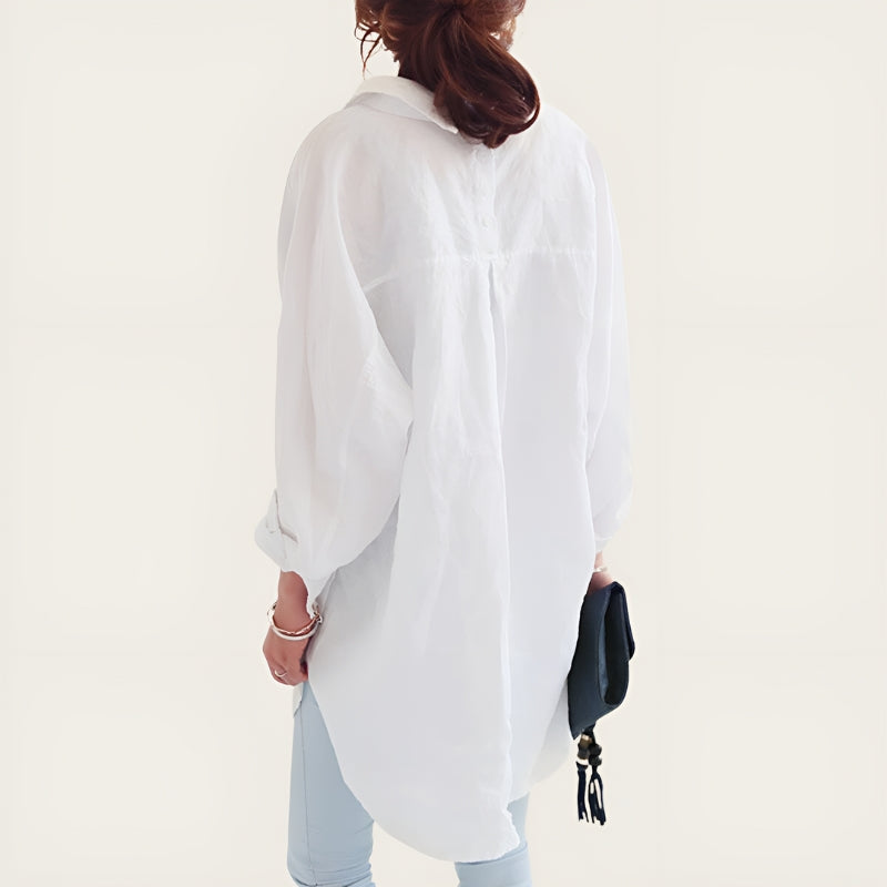 Zariah – Elegant oversized skjorte med lange ærmer og knapper foran