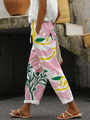 Emma - Afslappede bukser med blomsterprint med lommer og snøre i taljen