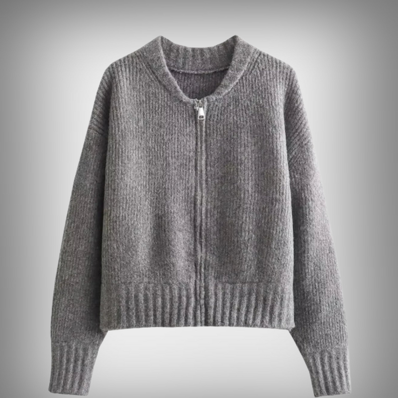 Rosa - Hyggelig og stilfuld cardigan med lynlås og vintage-flair