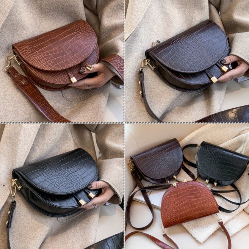 Isla – Kompakt crossbody-taske med præget tekstur og justerbare stropper