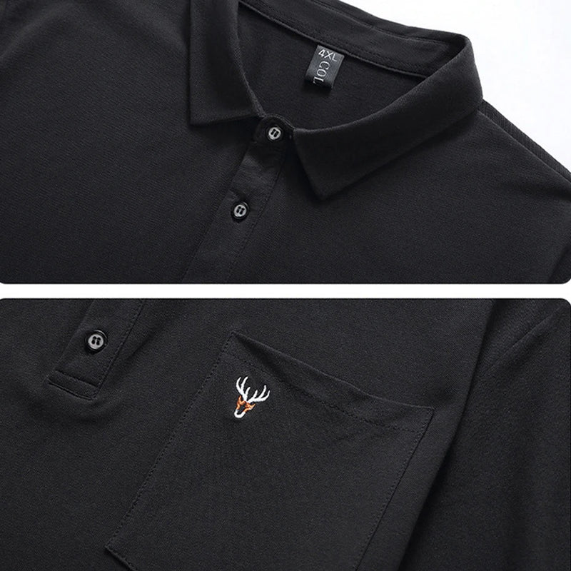 Nathan - Klassisk poloshirt med brystlomme og justerbar stolpelukning
