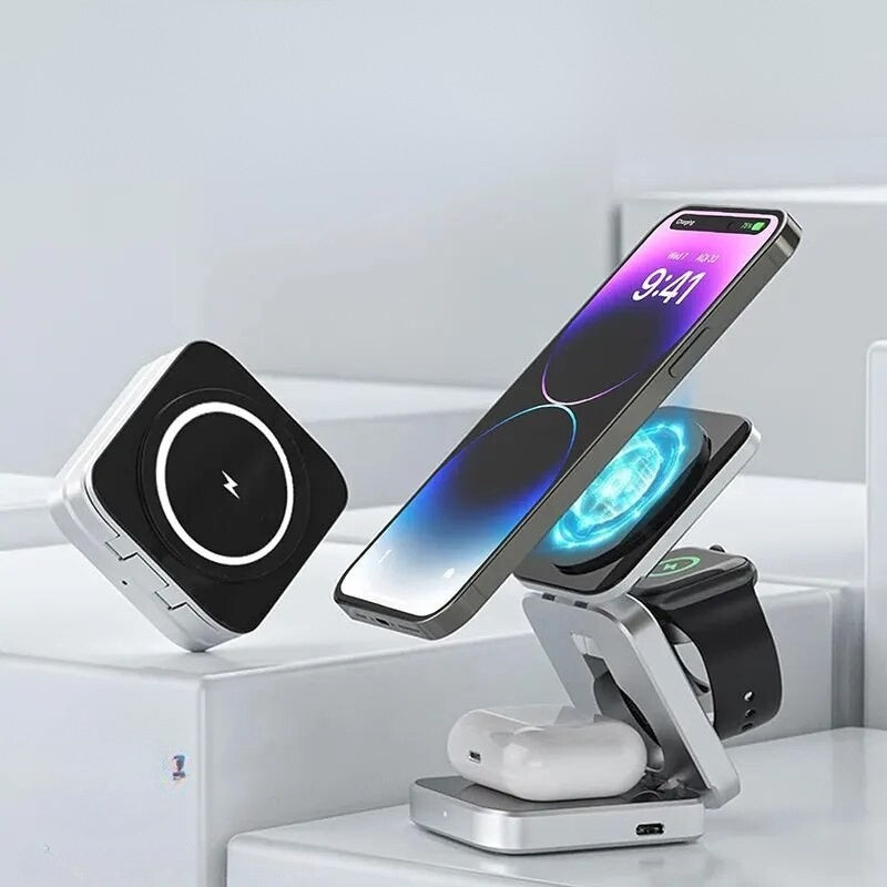 VoltEase – 3 i 1 hurtigoplader med trådløst og foldbart design