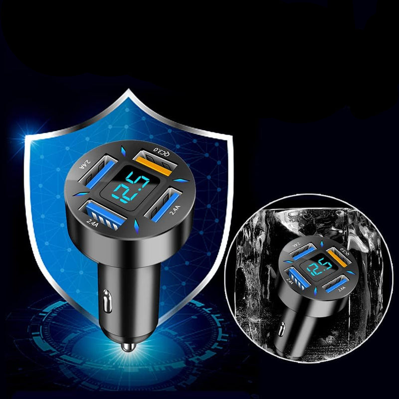 VoltEdge – Digital biloplader med spændingsvisning og USB porte til flere enheder