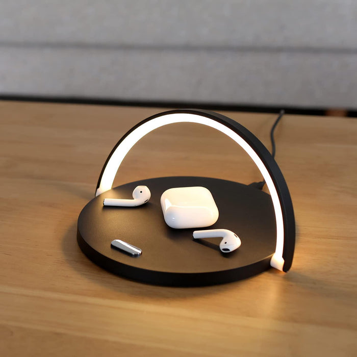 GlowSync – Trådløst genopladelig skrivebordslampe med elegant belysning og multifunktionelt design