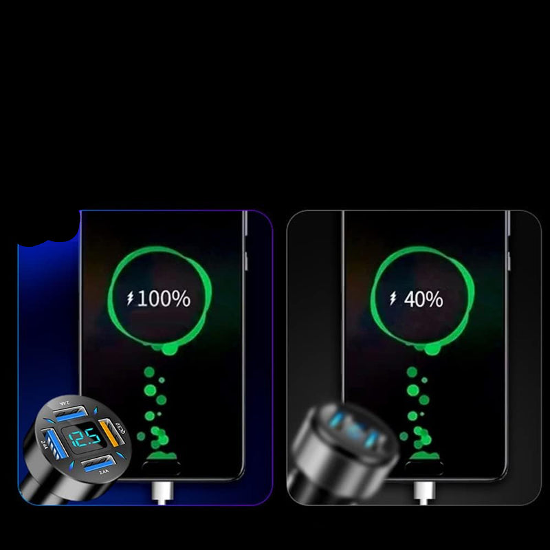 VoltEdge – Digital biloplader med spændingsvisning og USB porte til flere enheder