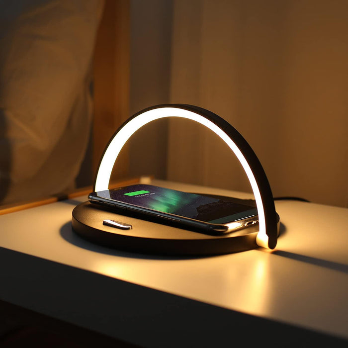 GlowSync – Trådløst genopladelig skrivebordslampe med elegant belysning og multifunktionelt design