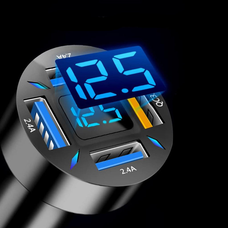 VoltEdge – Digital biloplader med spændingsvisning og USB porte til flere enheder