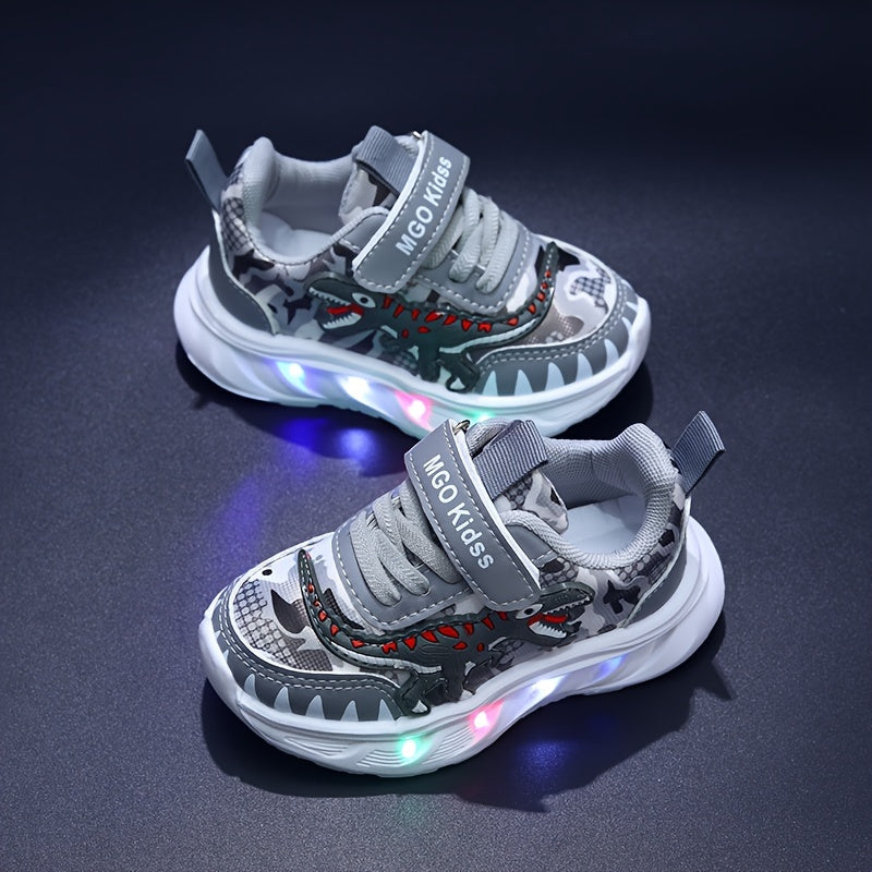 DinoSteps – Lyssko med dinosaur-design, LED-såler og nem velcrolukning