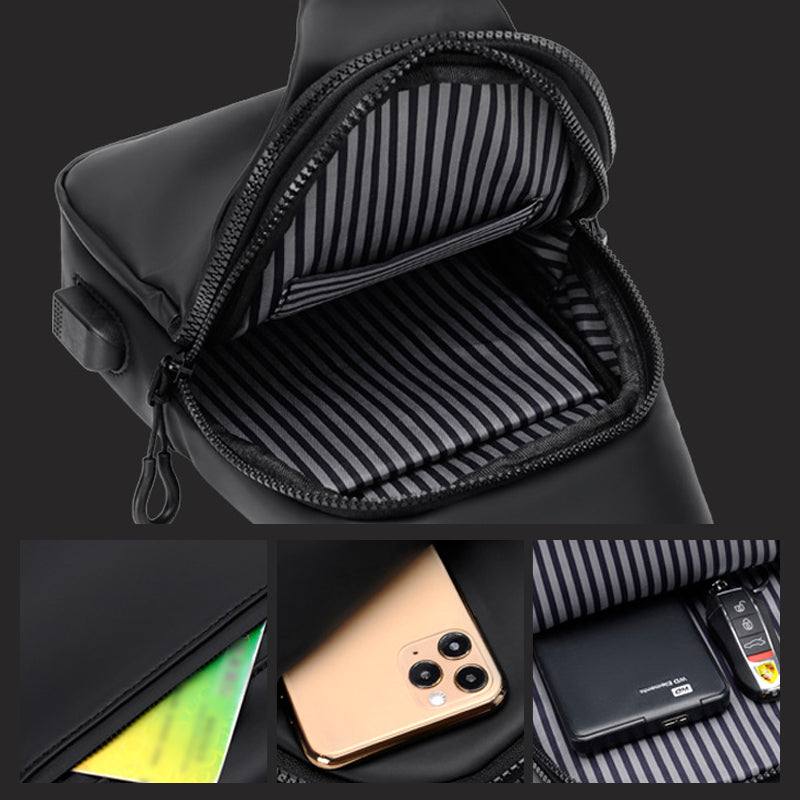 NovaCarry – Vandtæt crossbody taske med USB port og justerbar rem