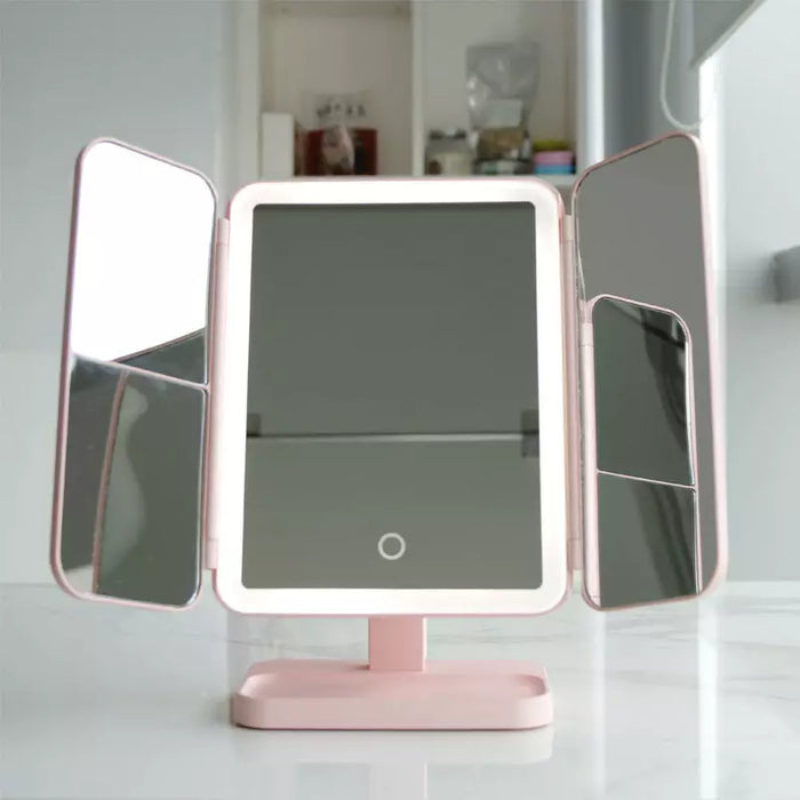 ShineNest – LED makeupspejl med betydelig forstørrelse og integreret opbevaringsplads