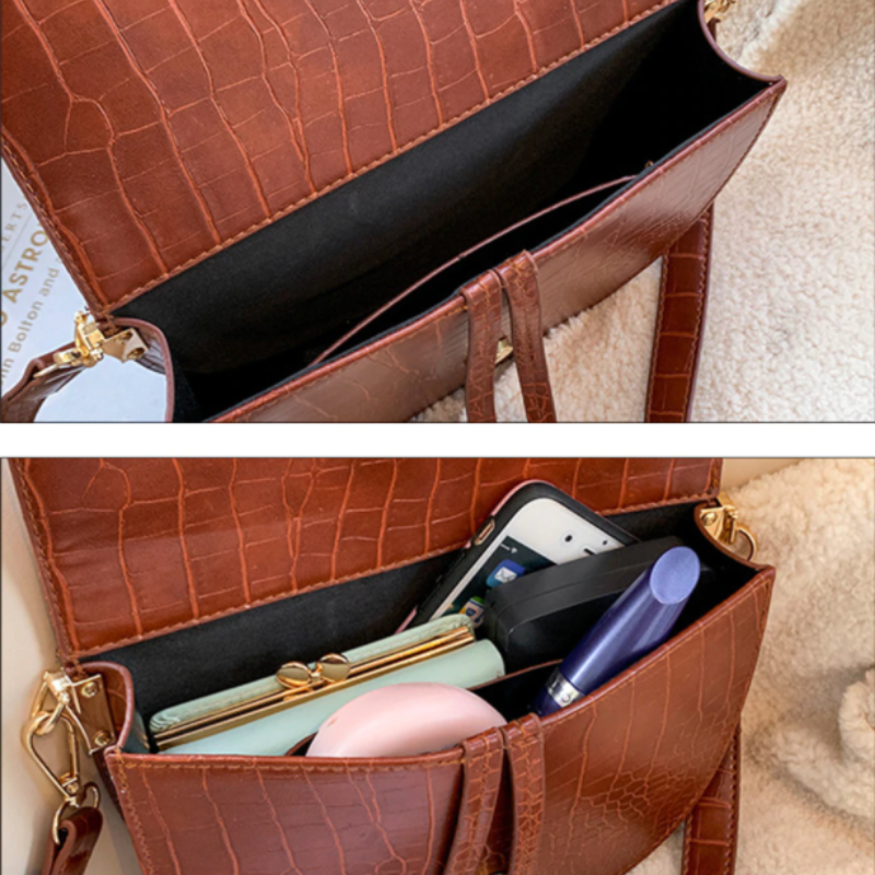 Isla – Kompakt crossbody-taske med præget tekstur og justerbare stropper