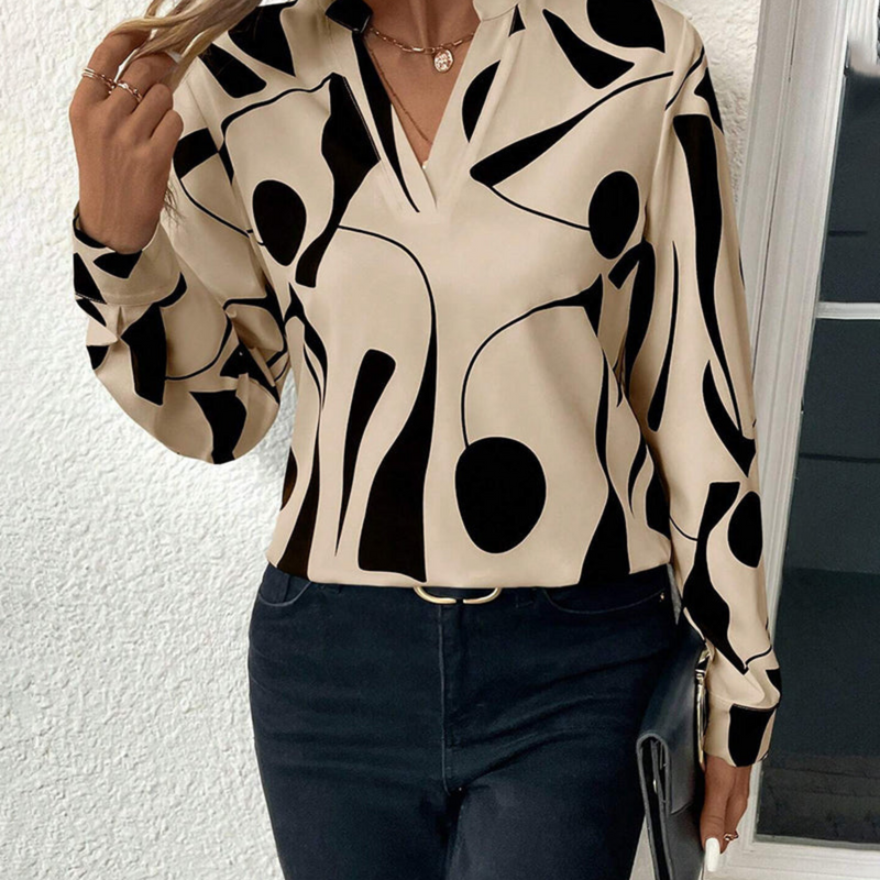Vera – Casual langærmet bluse med abstrakt mønster