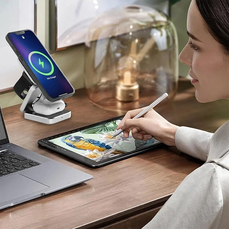 VoltEase – 3 i 1 hurtigoplader med trådløst og foldbart design