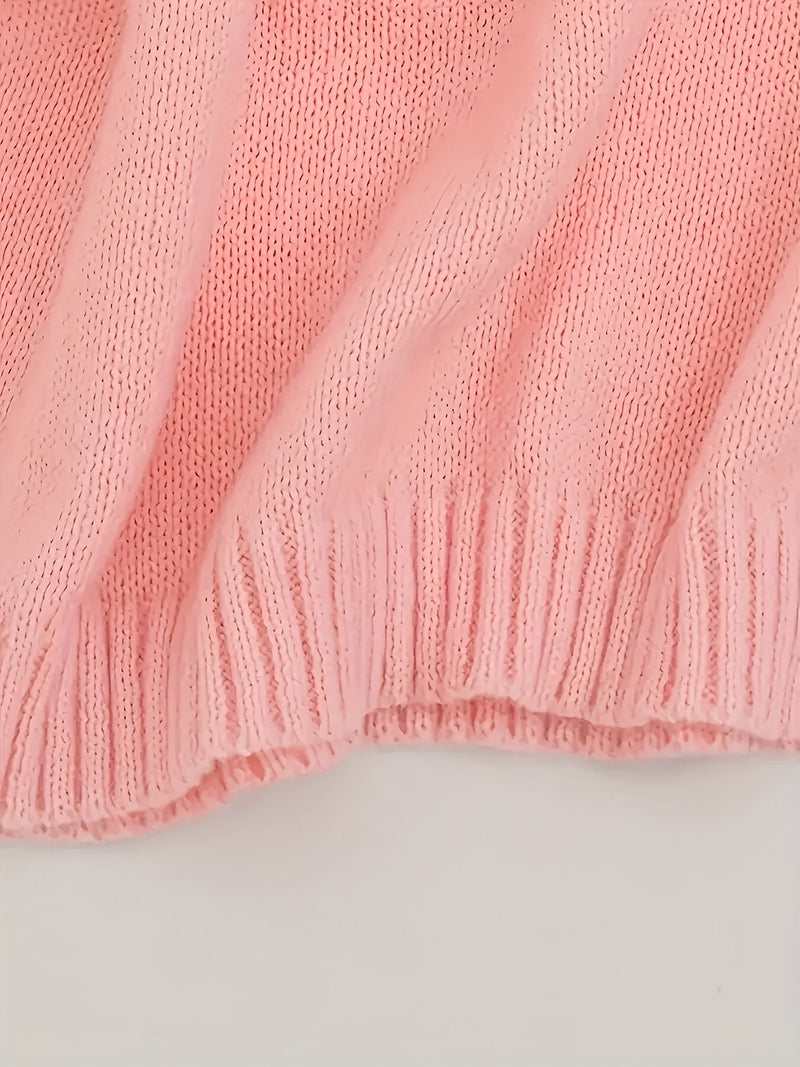 Uma - Hyggelig Dyb V-Hals Sweater med Lange ærmer
