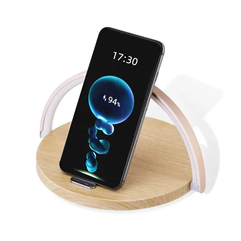 GlowSync – Trådløst genopladelig skrivebordslampe med elegant belysning og multifunktionelt design