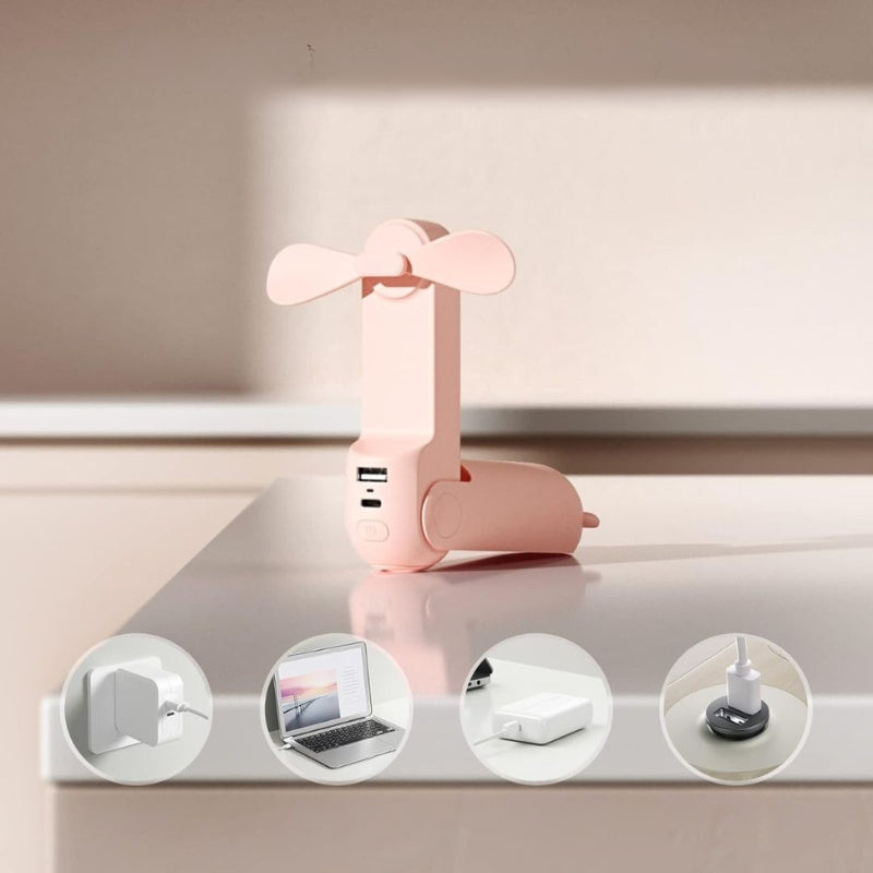 ChillVault - USB genopladelig mini blæser med lommelygte og powerbank
