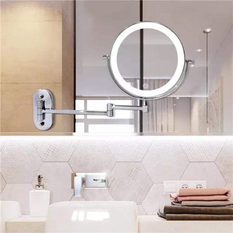 LumaGlow – Elegant rundt spejl med indbygget LED-lys og justerbar synsvinkel