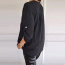 SparkleAura - Afslappet Patchwork Top Med Pailletter