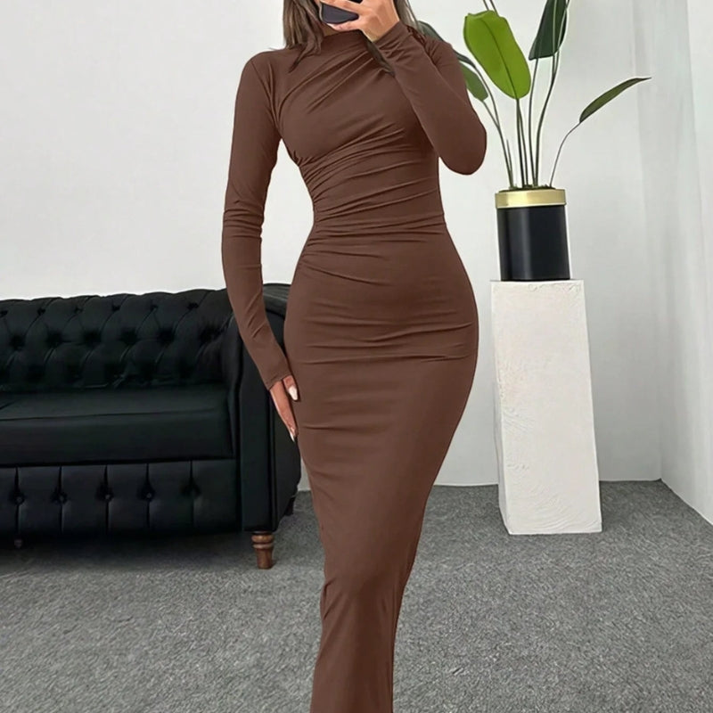 Lily – Lækker lang Bodycon-kjole med lange ærmer og slim fit