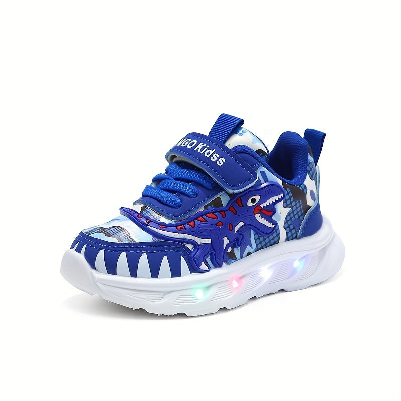 DinoSteps – Lyssko med dinosaur-design, LED-såler og nem velcrolukning