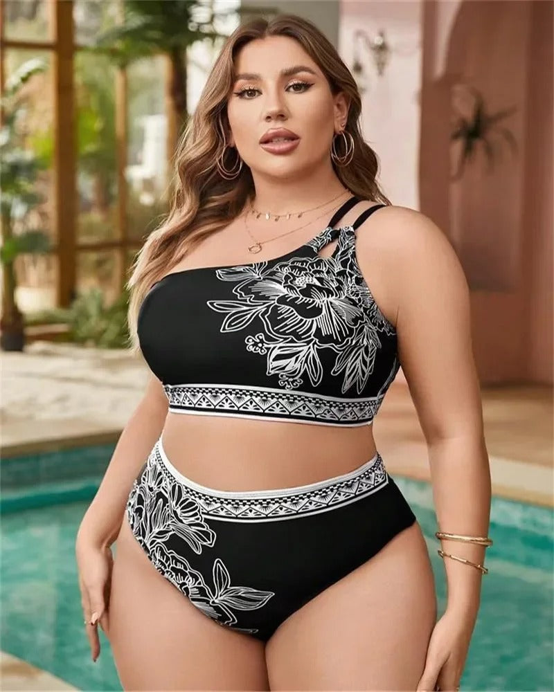 Genesis – Højtaljet bikini i to dele med blomsterprint og justerbar stroppe