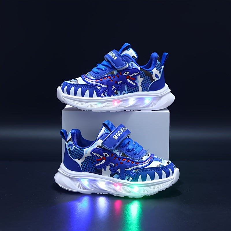 DinoSteps – Lyssko med dinosaur-design, LED-såler og nem velcrolukning