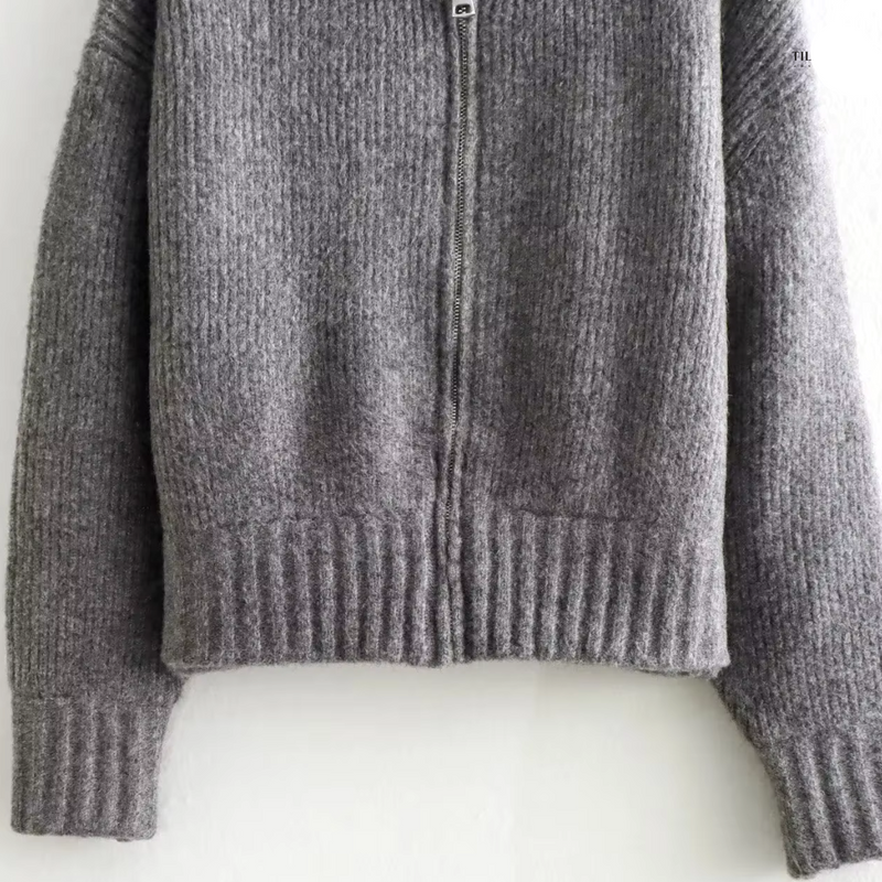 Rosa - Hyggelig og stilfuld cardigan med lynlås og vintage-flair