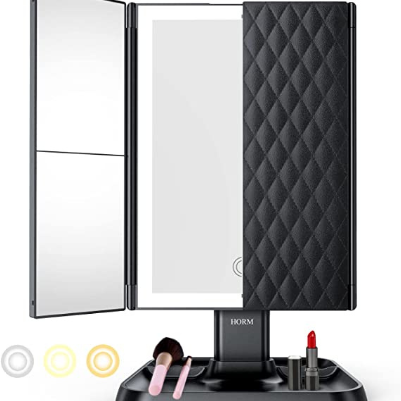 ShineNest – LED makeupspejl med betydelig forstørrelse og integreret opbevaringsplads