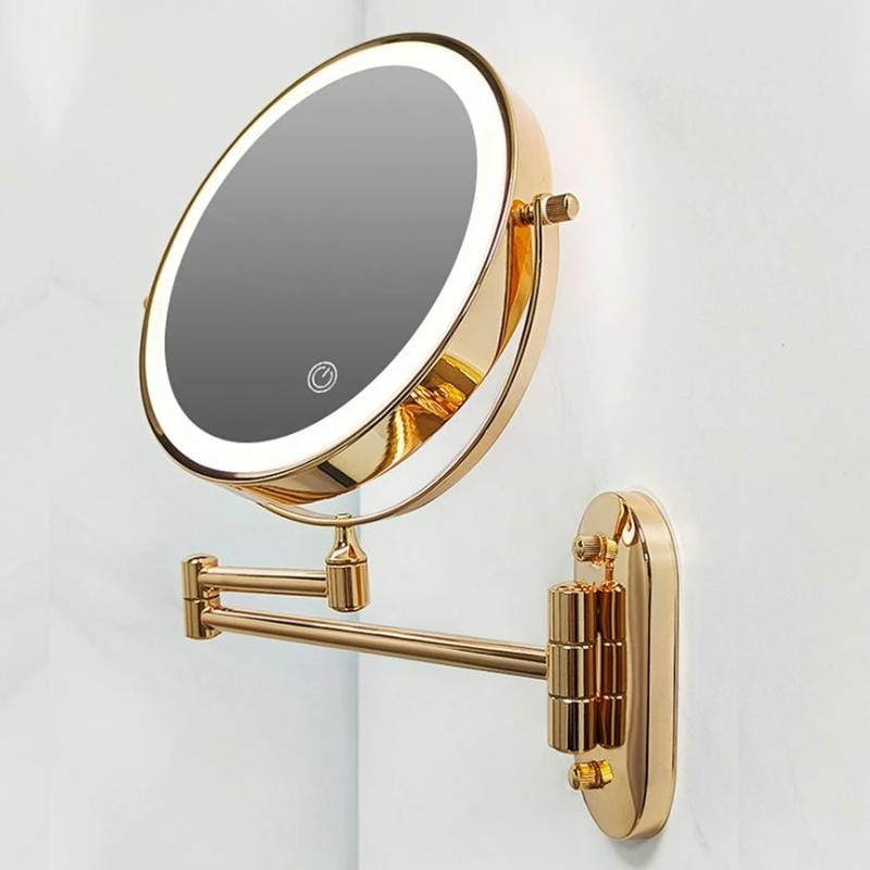 MirrorLux - Vægmonteret LED Makeup Spejl med Justerbar belysning og USB opladning