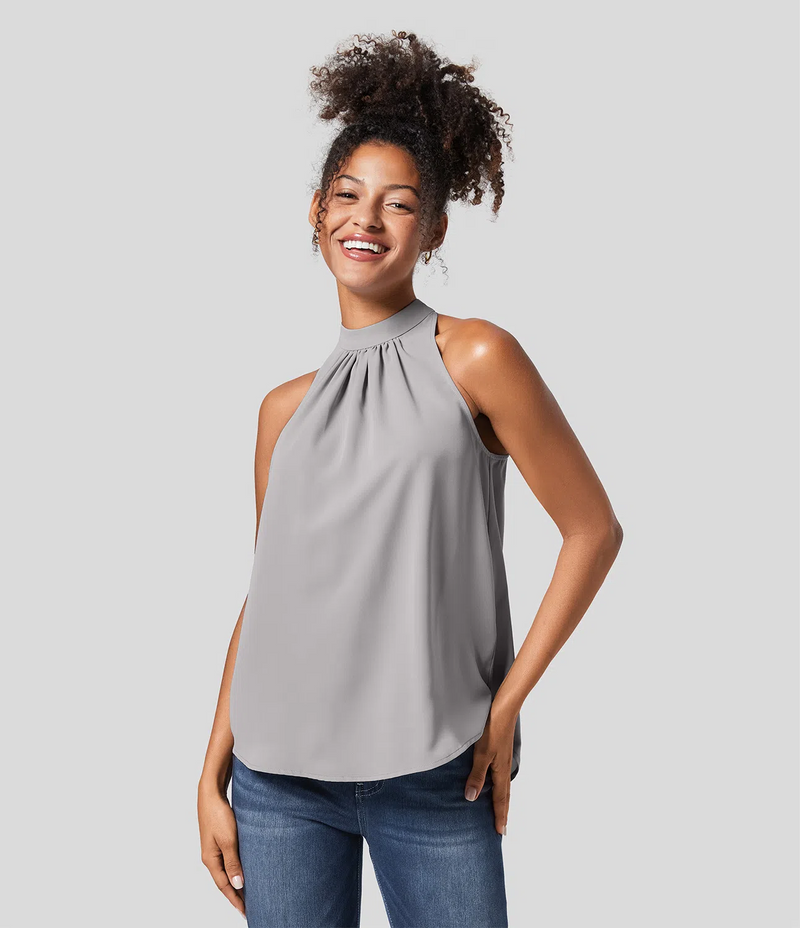 Nicole – Ærmeløs bluse med halterneck og afslappet pasform