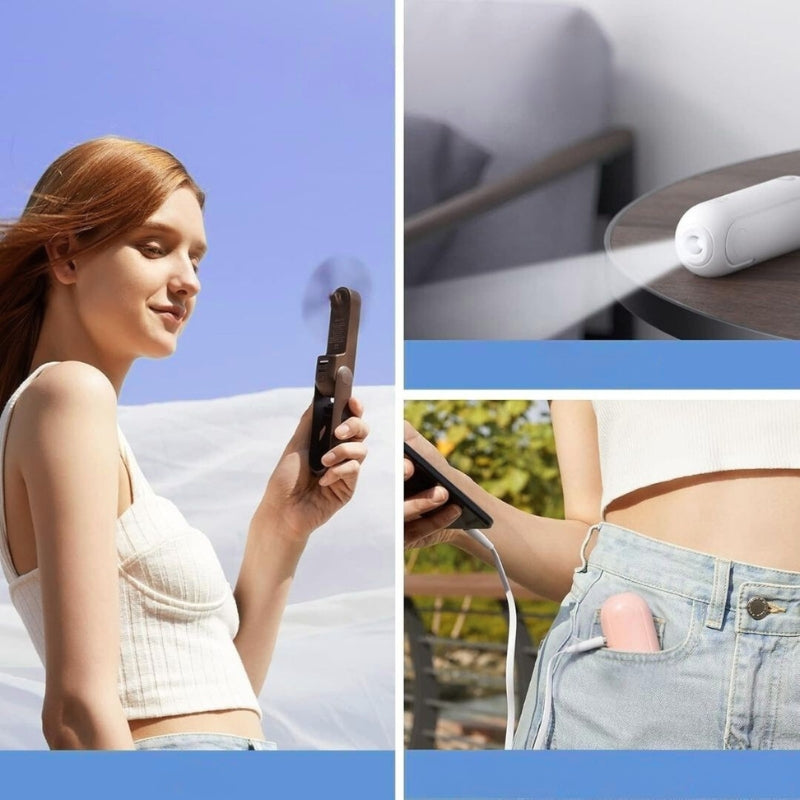 ChillVault - USB genopladelig mini blæser med lommelygte og powerbank