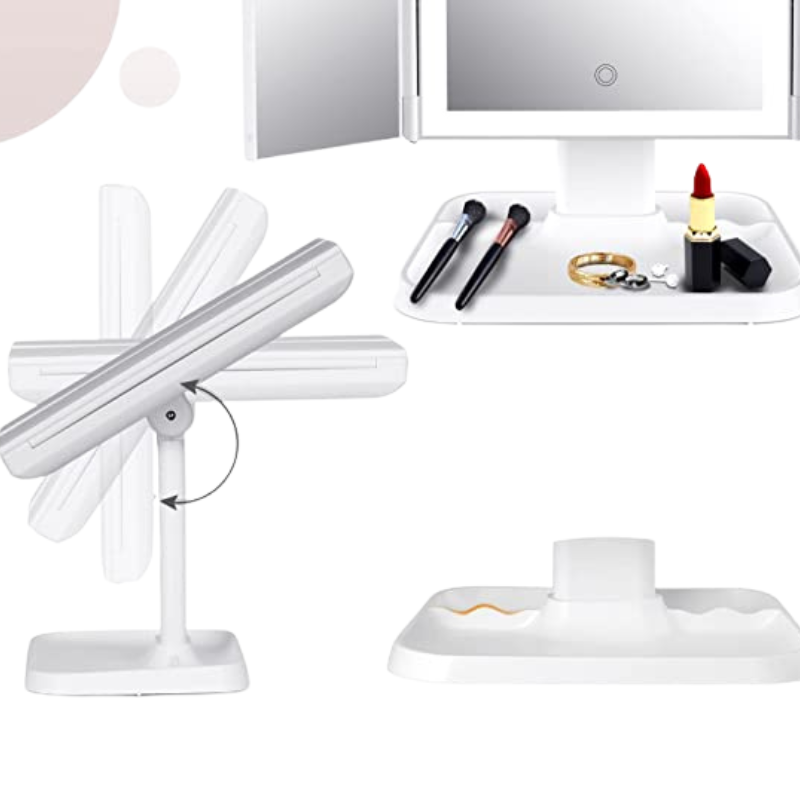 ShineNest – LED makeupspejl med betydelig forstørrelse og integreret opbevaringsplads
