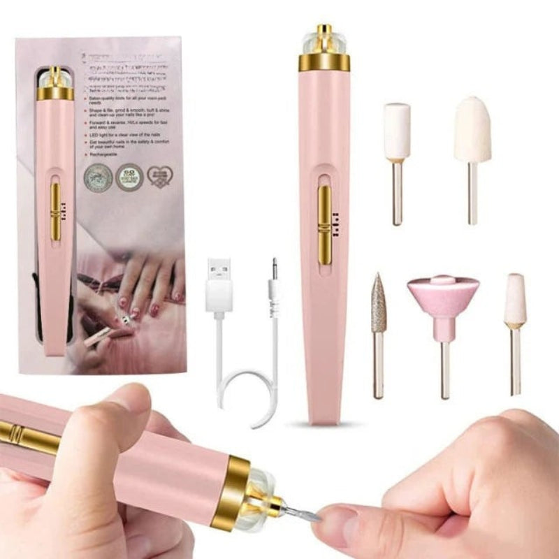 NailMuse - 5 i 1 elektrisk neglelakeringsmaskine med indbygget lys og udskiftelige hoveder