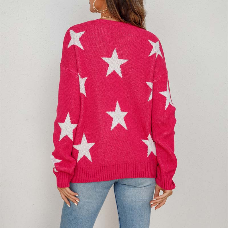 Celeste – Legesyg sweater med stjerneprint, rund halsudskæring og lange ærmer