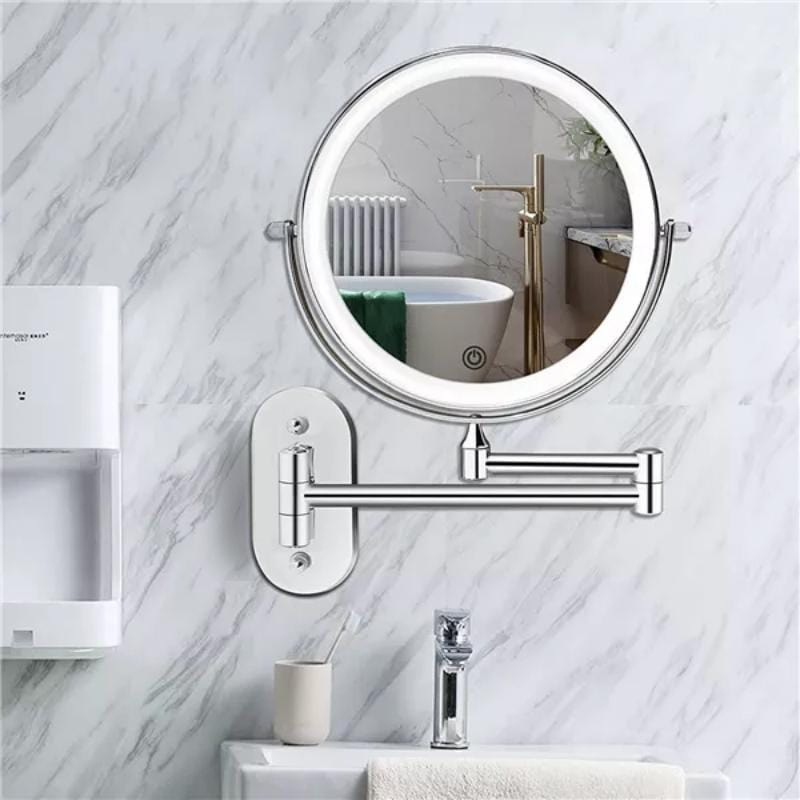 MirrorLux - Vægmonteret LED Makeup Spejl med Justerbar belysning og USB opladning