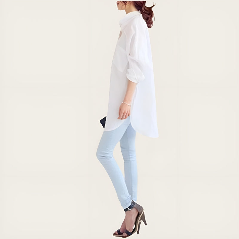 Zariah – Elegant oversized skjorte med lange ærmer og knapper foran