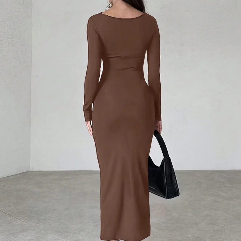 Lily – Lækker lang Bodycon-kjole med lange ærmer og slim fit