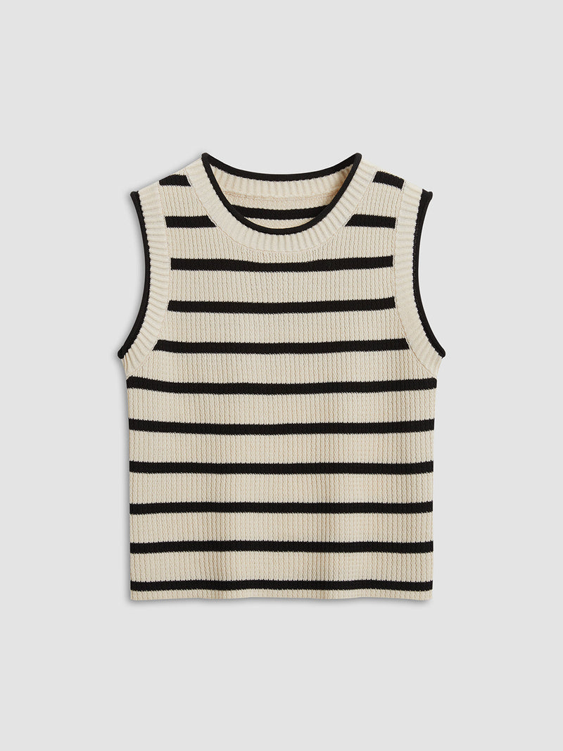 Nessa – Stilfuld ærmeløs cropped vest med rund hals og afslappet pasform