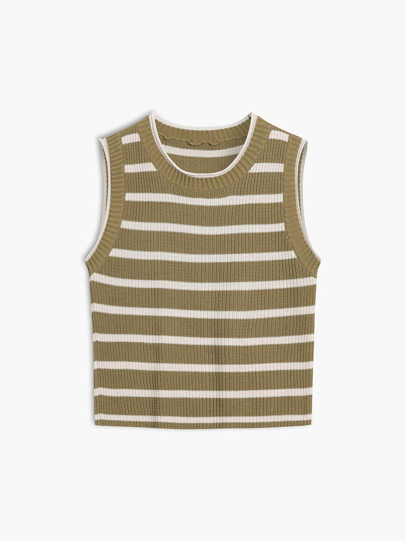 Nessa – Stilfuld ærmeløs cropped vest med rund hals og afslappet pasform