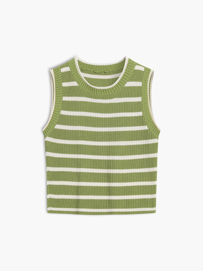 Nessa – Stilfuld ærmeløs cropped vest med rund hals og afslappet pasform
