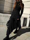Lina – Moderne plisseret nederdel med lagdelt look og knapper foran