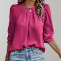 Emilia - Casual bluse med rund hals og lanterne lange ærmer