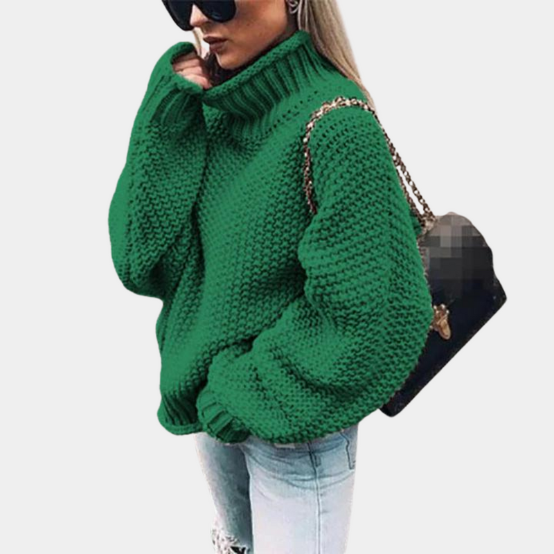 Olivia – Oversized sweater med høj hals og lange ærmer