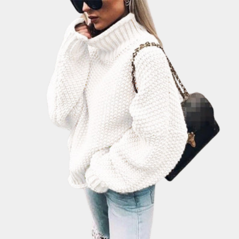 Olivia – Oversized sweater med høj hals og lange ærmer