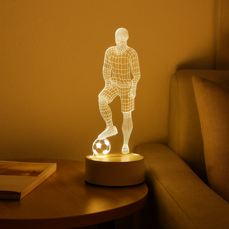 GoalBright - StrikerLite 3D Fodboldspiller LED Bordlampe