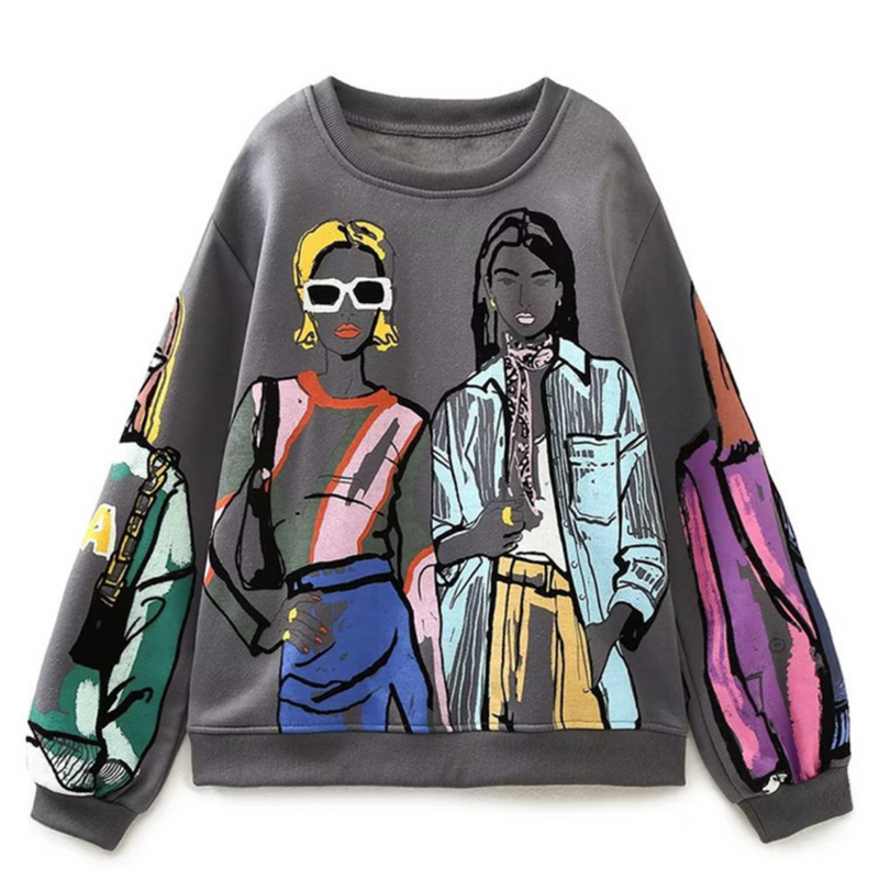 Cora – Langærmet sweatshirt med rund hals og loose fit design